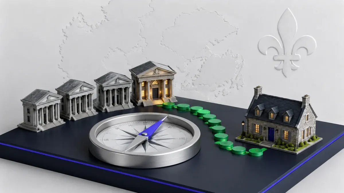 Courtier hypothécaire au Québec en 2026 : rôle encadré par l'AMF, coût (gratuit pour l'emprunteur, payé par le prêteur) et comparaison courtier vs banque